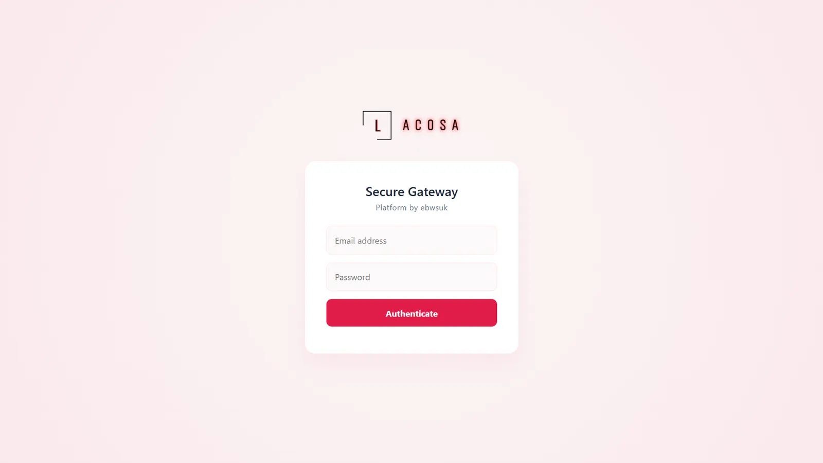 Lacosa Online secure gateway sign-in screen for the tutoring platform